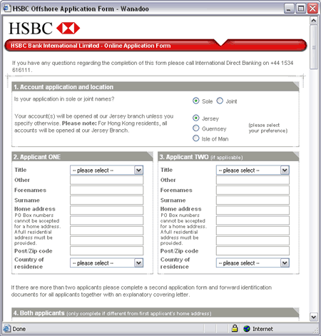 HSBC Online Application Form - Q3 2004